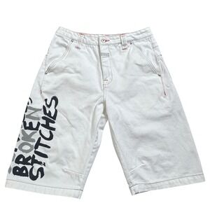 Vintage Marithe Francois Girbaud White Broken Stitches Denim Shorts Mens 32